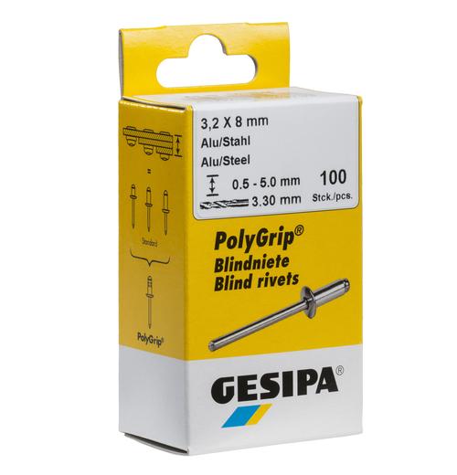 Mini Pack Polygrip盲铆钉ALU /钢3.2 x 8